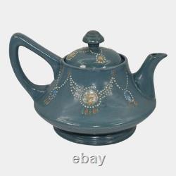 Roseville Aztec Blue 1905 Vintage Arts And Crafts Pottery Ceramic Teapot