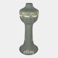 Roseville Aztec Blue 1905 Vintage Arts And Crafts Pottery Squeeze Bag Vase 5