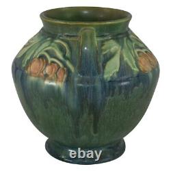 Roseville Baneda 1932 Vintage Arts and Crafts Pottery Dark Green Vase 591-6