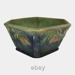 Roseville Baneda Green 1932 Arts And Crafts Handled Ceramic Console Bowl 234-10