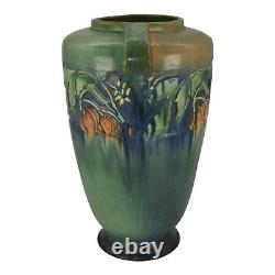 Roseville Baneda Green 1932 Vintage Arts And Crafts Handled Ceramic Vase 599-12