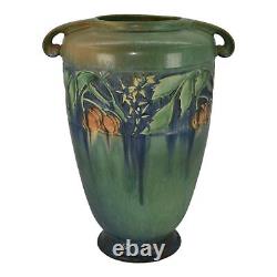 Roseville Baneda Green 1932 Vintage Arts And Crafts Handled Ceramic Vase 599-12