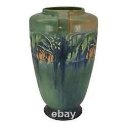 Roseville Baneda Green 1932 Vintage Arts And Crafts Handled Ceramic Vase 599-12