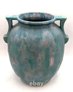 Roseville Carnelian Blue-Green-Pink Arts & Crafts Pottery Curdled Glaze Vase Rea