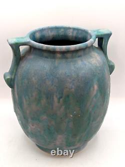 Roseville Carnelian Blue-Green-Pink Arts & Crafts Pottery Curdled Glaze Vase Rea