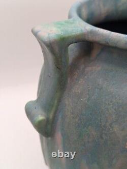 Roseville Carnelian Blue-Green-Pink Arts & Crafts Pottery Curdled Glaze Vase Rea