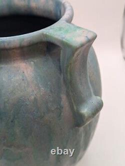 Roseville Carnelian Blue-Green-Pink Arts & Crafts Pottery Curdled Glaze Vase Rea