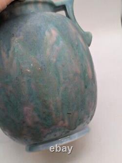 Roseville Carnelian Blue-Green-Pink Arts & Crafts Pottery Curdled Glaze Vase Rea