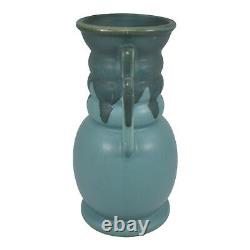 Roseville Carnelian I 1926 Arts And Crafts Pottery Blue Drip Flower Vase 312-8