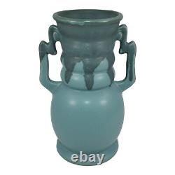 Roseville Carnelian I 1926 Arts And Crafts Pottery Blue Drip Flower Vase 312-8