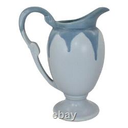 Roseville Carnelian I 1926 Vintage Arts And Crafts Pottery Blue Pitcher 1311-10