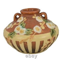 Roseville Cherry Blossom Brown 1933 Vintage Arts And Crafts Pottery Vase 617-3