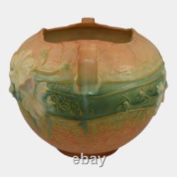 Roseville Cosmos Tan 1939 Vintage Art Pottery Ceramic Handled Bowl Vase 376-6