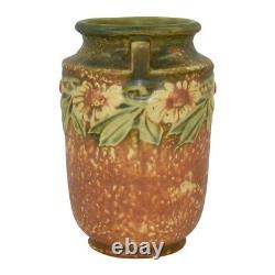 Roseville Dahlrose 1928 Vintage Arts And Crafts Pottery Brown Ceramic Vase 360-6