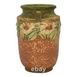 Roseville Dahlrose 1928 Vintage Arts And Crafts Pottery Brown Ceramic Vase 360-6