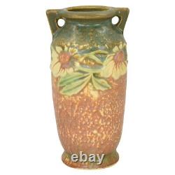 Roseville Dahlrose 1928 Vintage Arts And Crafts Pottery Brown Ceramic Vase 363-6