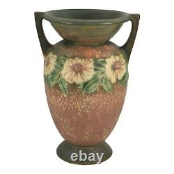 Roseville Dahlrose 1928 Vintage Arts And Crafts Pottery Brown Flower Vase 369-10