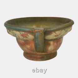 Roseville Dahlrose Brown 1928 Arts And Crafts Pottery Ceramic Handled Bowl 179-8