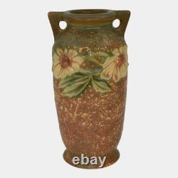 Roseville Dahlrose Brown 1928 Vintage Arts And Crafts Pottery Ceramic Vase 363-6