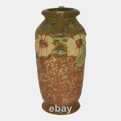 Roseville Dahlrose Brown 1928 Vintage Arts And Crafts Pottery Ceramic Vase 363-6