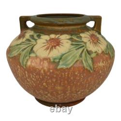 Roseville Dahlrose Brown 1928 Vintage Arts And Crafts Pottery Ceramic Vase 364-6