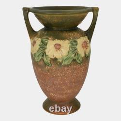 Roseville Dahlrose Brown 1928 Vintage Arts And Crafts Pottery Flower Vase 369-10