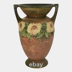 Roseville Dahlrose Brown 1928 Vintage Arts And Crafts Pottery Flower Vase 369-10