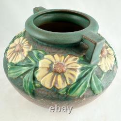 Roseville Dahlrose Brown 1928 Vintage Arts & Crafts Pottery Vase 364-6, CLEAN