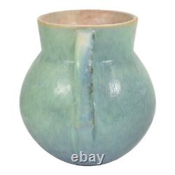 Roseville Earlam 1930 Arts And Crafts Pottery Green Tan Handled Vase 517-5