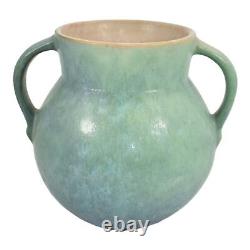 Roseville Earlam 1930 Arts And Crafts Pottery Green Tan Handled Vase 517-5