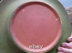 Roseville Early Carnelian Arts And Crafts Art Pottery Flower Frog And Bowl