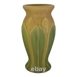 Roseville Early Velmoss Yellow Green 1916 Arts And Crafts Pottery Vase 137-12