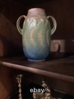 Roseville Falline Blue 1933 Vintage Arts And Crafts Pottery Ceramic Vase 643-6