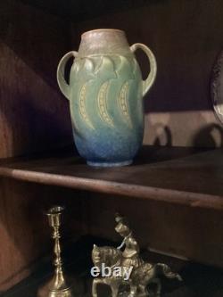 Roseville Falline Blue 1933 Vintage Arts And Crafts Pottery Ceramic Vase 643-6