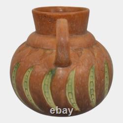 Roseville Falline Brown 1933 Vintage Arts And Crafts Ceramic Handled Vase 644-6