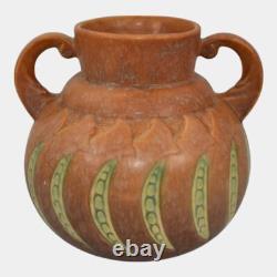 Roseville Falline Brown 1933 Vintage Arts And Crafts Ceramic Handled Vase 644-6
