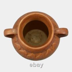 Roseville Falline Brown 1933 Vintage Arts And Crafts Ceramic Handled Vase 644-6