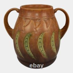 Roseville Falline Brown 1933 Vintage Arts And Crafts Pottery Ceramic Vase 645-6