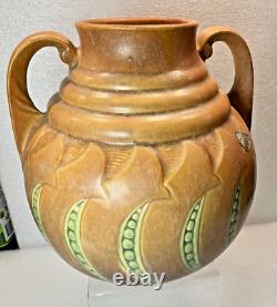 Roseville Falline Tan Arts & Crafts Vase 6.25h #644-6 Ca1933 Vintage-xlnt