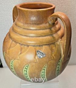 Roseville Falline Tan Arts & Crafts Vase 6.25h #644-6 Ca1933 Vintage-xlnt