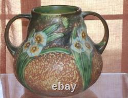 Roseville JONQUIL1931 Arts And Crafts Pottery Brown Ceramic Flower Vase 543-7