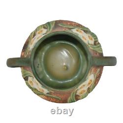 Roseville Jonquil 1931 Vintage Arts And Crafts Pottery Brown Ceramic Vase 523-3