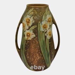 Roseville Jonquil 1931 Vintage Arts And Crafts Pottery Brown Ceramic Vase 528-8
