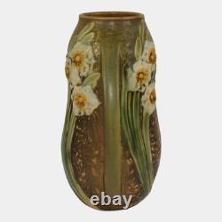 Roseville Jonquil 1931 Vintage Arts And Crafts Pottery Brown Ceramic Vase 528-8