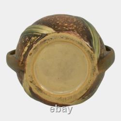 Roseville Jonquil 1931 Vintage Arts And Crafts Pottery Brown Ceramic Vase 528-8