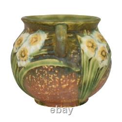 Roseville Jonquil 1931 Vintage Arts And Crafts Pottery Brown Ceramic Vase 538-4