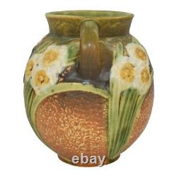 Roseville Jonquil 1931 Vintage Arts And Crafts Pottery Brown Ceramic Vase 540-6