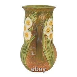 Roseville Jonquil 1931 Vintage Arts And Crafts Pottery Brown Ceramic Vase 544-9