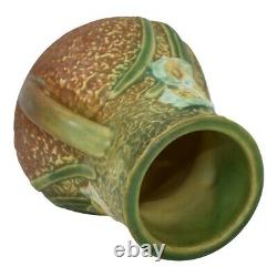 Roseville Jonquil 1931 Vintage Arts And Crafts Pottery Brown Handled Vase