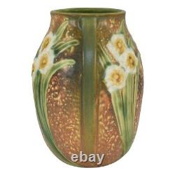 Roseville Jonquil 1931 Vintage Arts And Crafts Pottery Brown Vase 527-7